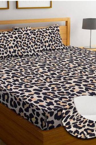 multicolor glace cotton fiited bedsheet