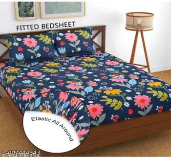 multicolor glace cotton fiited bedsheet 1
