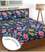 multicolor glace cotton fiited bedsheet