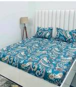 multicolor glace cotton fiited bedsheet