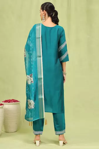 Rama embroidered viscose roman silk kurta sets