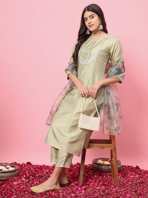 Pista embroidered silk blend kurta sets 1