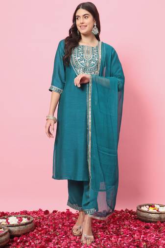 Rama embroidered silk blend kurta sets