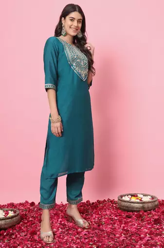 Rama embroidered silk blend kurta sets