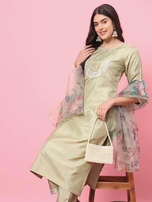 Pista embroidered silk blend kurta sets 4