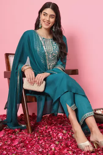 Rama embroidered silk blend kurta sets