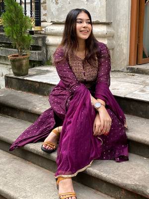 Purple embroidered cotton silk kurta sets 2