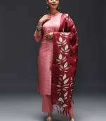 Pink embroidered cotton silk blend kurta sets
