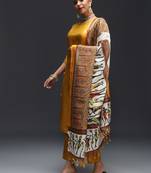 Mustard embroidered cotton silk blend kurta sets