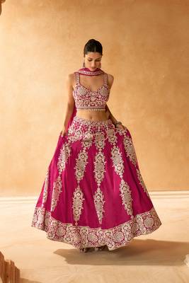 Pink Embroidery and Sequins Georgette Lehenga Bloue  Full Stitched 1