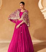 Pink Embroidery and Sequins Chinnon Silk Lehenga Bloue With Jacket  Full Stitched