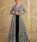 Black Embroidery and Sequins Georgette Lehenga Bloue With Jacket  Full Stitched