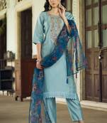 Blu embroidered viscose rayon kurta sets