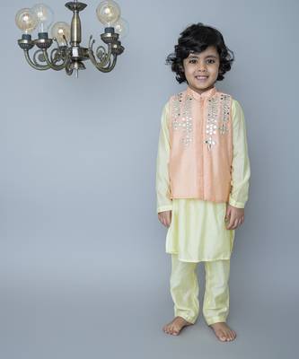 Red cotton hand woven traditional bandhgala set 1