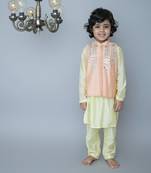 Red cotton hand woven traditional bandhgala set