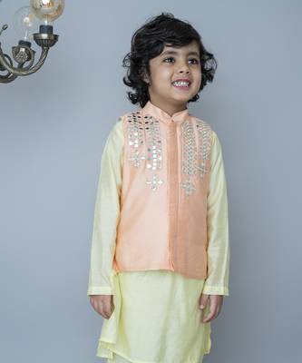 Red cotton hand woven traditional bandhgala set 3