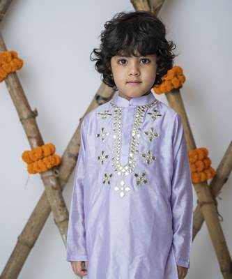 Purple cotton hand woven traditional kurta set 2