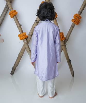 Purple cotton hand woven traditional kurta set 3