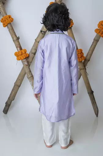 Purple cotton hand woven traditional kurta set