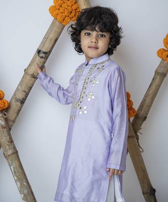 Purple cotton hand woven traditional kurta set 4