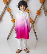 White cotton hand woven traditional kurta with motif set