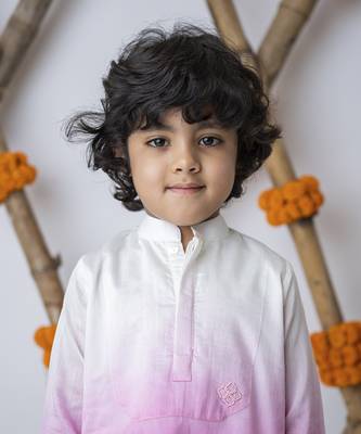 White cotton hand woven traditional kurta with motif set 2