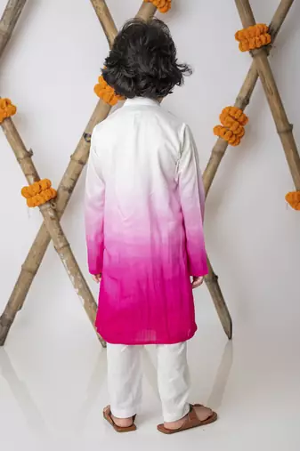 White cotton hand woven traditional kurta with motif set