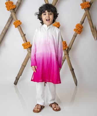 White cotton hand woven traditional kurta with motif set 4