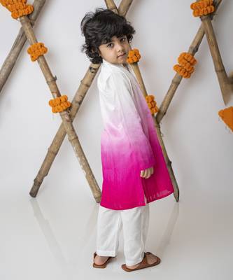White cotton hand woven traditional kurta with motif set 5