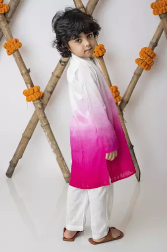 White cotton hand woven traditional kurta with motif set