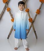 White cotton hand woven traditional kurta with motif set
