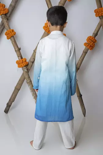 White cotton hand woven traditional kurta with motif set