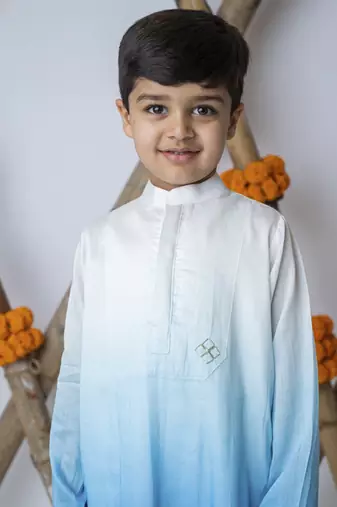 White cotton hand woven traditional kurta with motif set
