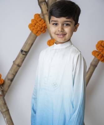 White cotton hand woven traditional kurta with motif set 4