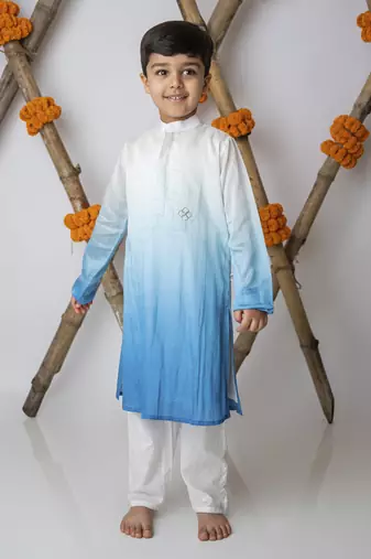 White cotton hand woven traditional kurta with motif set