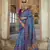 Royal blue poly viscose silk floral printed pashmina saree with paisley design border