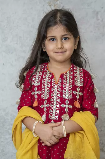 Red cotton hand woven traditional kurta set