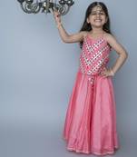 Pink cotton hand woven traditional halter lehnga