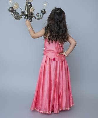 Pink cotton hand woven traditional halter lehnga 2
