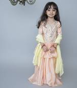 Red cotton hand woven traditional sharara with dupatta