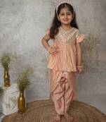 Red cotton hand woven traditional dhoti set