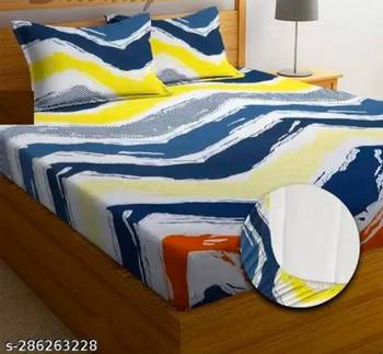 multicolor glace cotton fiited bedsheet 2