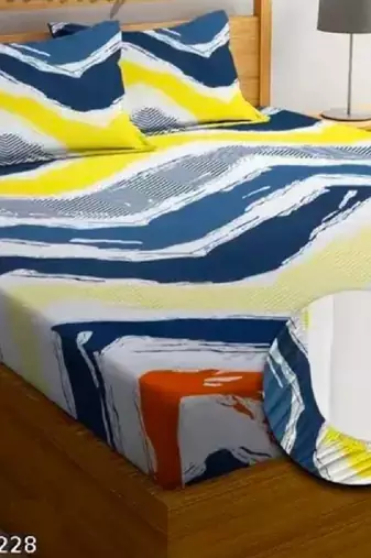 multicolor glace cotton fiited bedsheet
