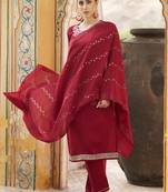 Maroon embroidered viscose rayon kurta sets