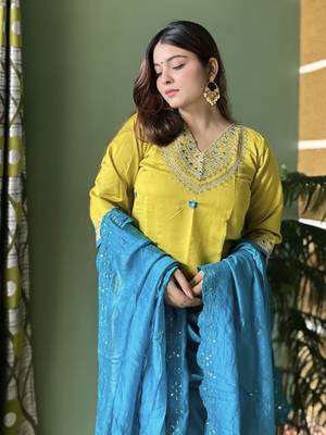 Lemon embroidered silk blend kurta sets 2