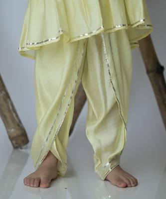 Yellow cotton hand woven traditional dhoti set 5
