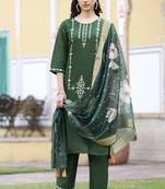 Green embroidered viscos roman silk kurta sets