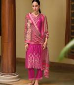 Pink embroidered viscose self jacquard kurta sets