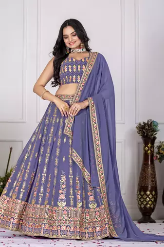Lavender Designer Wedding Lehenga Choli for Women