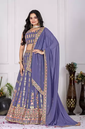 Lavender Designer Wedding Lehenga Choli for Women
